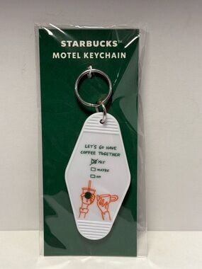Starbucks Motel Keychain “Let’s Go Have Coffee Together” NWT
